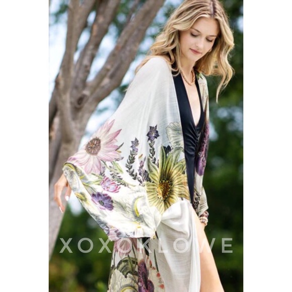 xoxoklowe Other - Floral Print Longline Maxi Duster Kimono
